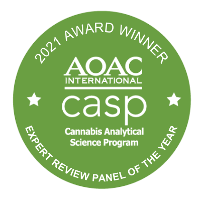 Pamiątkowa odznaka AOAC Expert Review Panel of the Year 2020/2021 - biały napis na zielonym tle