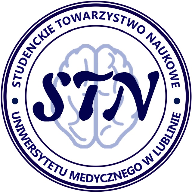 grafika Studenckiego Koła Naukowego, w okrąg wpisana grafika mózg oraz napis Studenckie Towarzystwo Naukowe Uniwersytet Medyczny Lublin