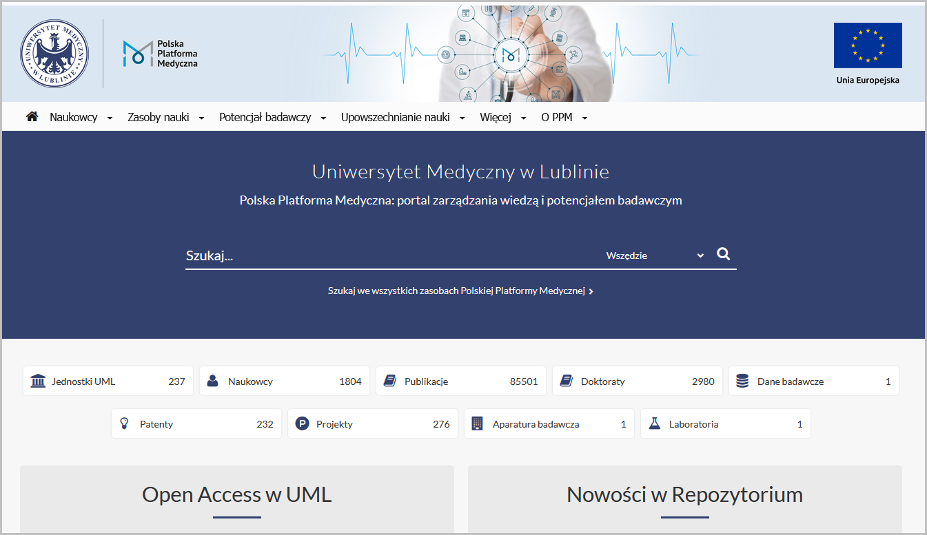 Screenshot strony głównej Polskiej Platformy Medycznej