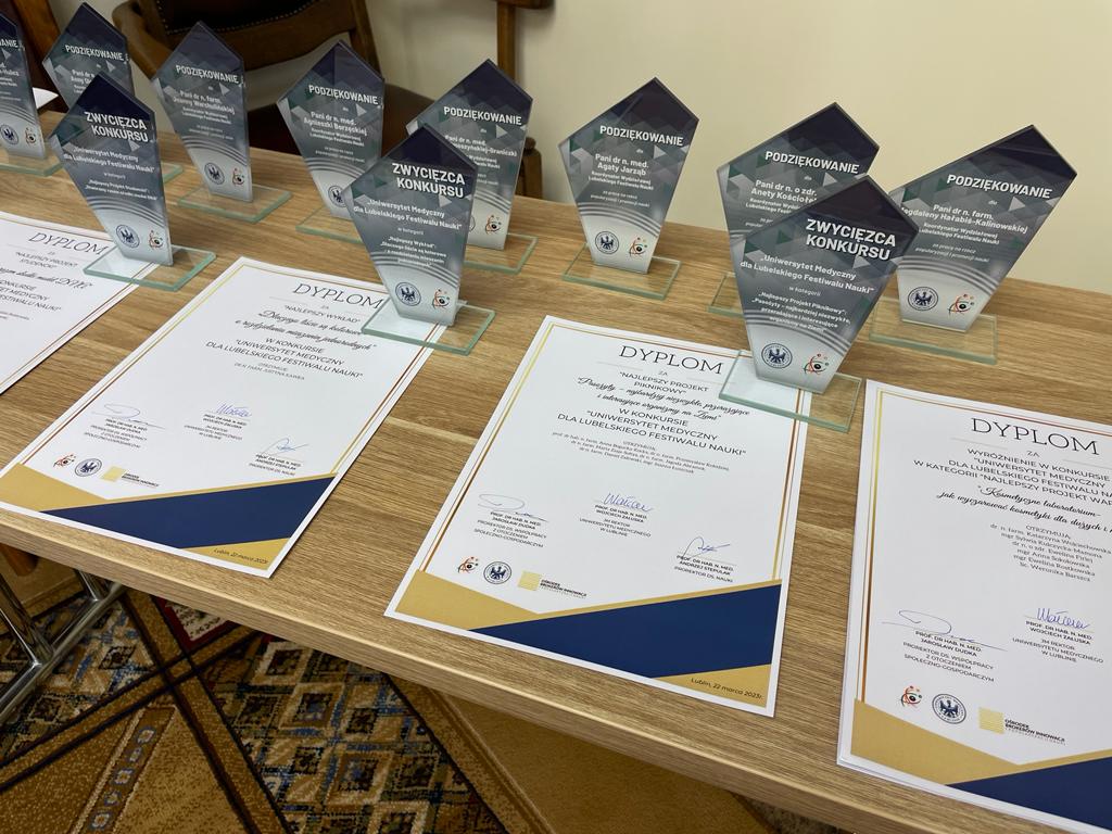 Nagrody dla laureatów Konkursu „Uniwersytet Medyczny dla Lubelskiego Festiwalu Nauki”