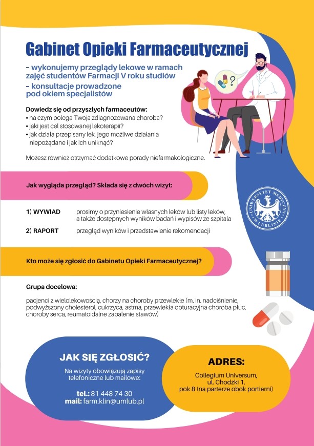 plakat informacyjny Gabinetu Opieki Farmaceutycznej