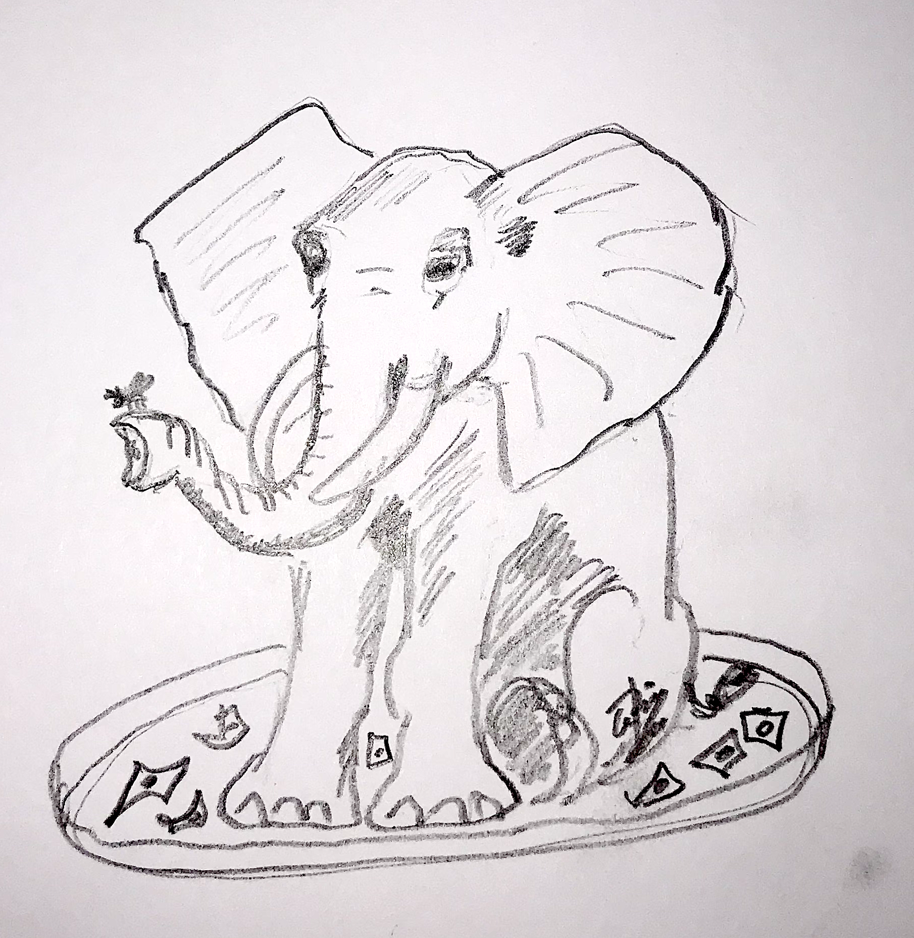 drawing: an elephant in laboratory plate