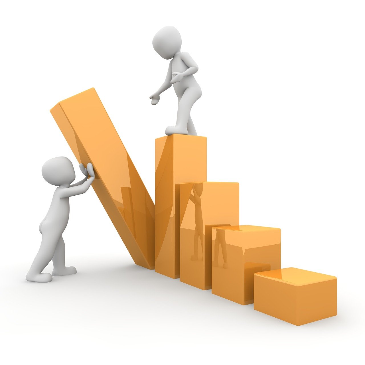 dwa ludki wspinają się po wykresie