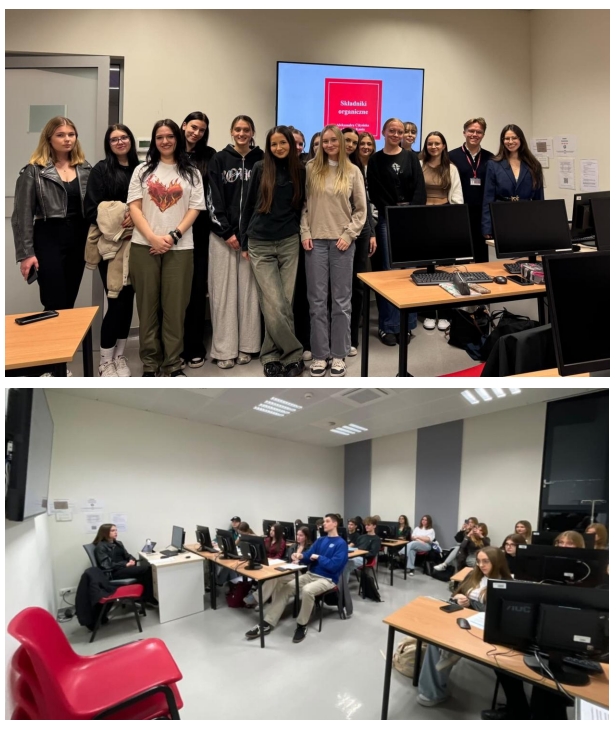 zdjęcie grupowe uczestników i zdjęcie z wykładu