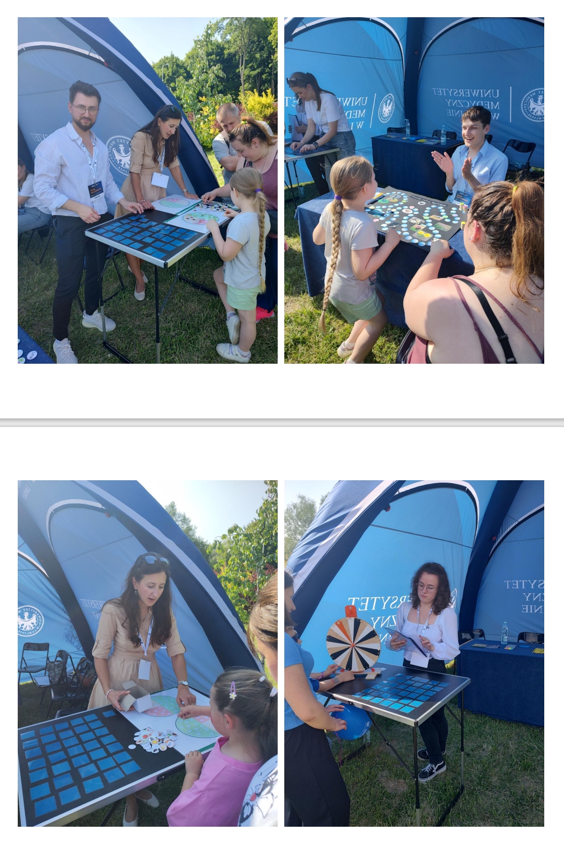 studenci farmacji prowadzą warsztaty na pikniku z okazji Dnia Dziecka
