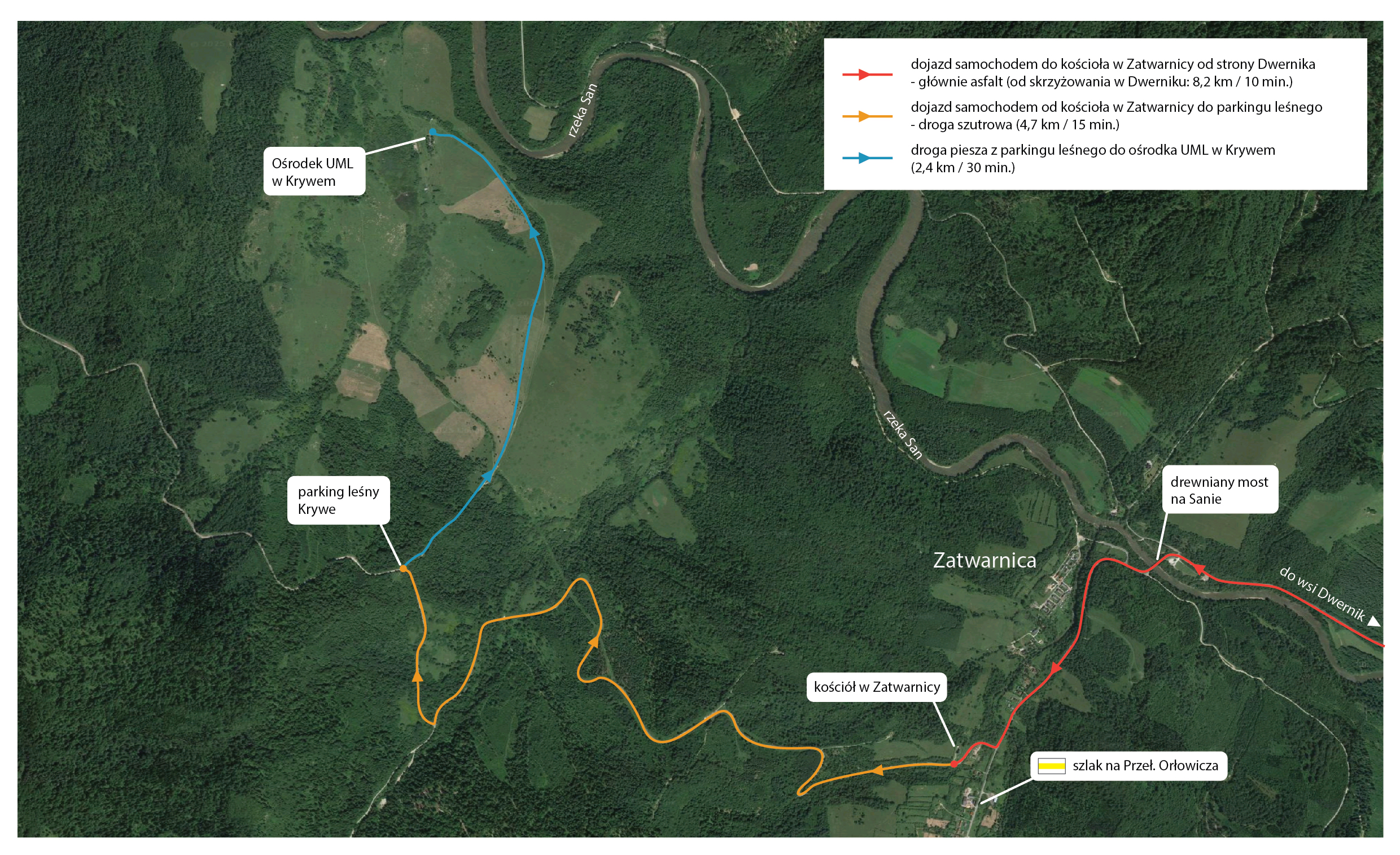 mapa dojazdu i dojścia do ośrodka