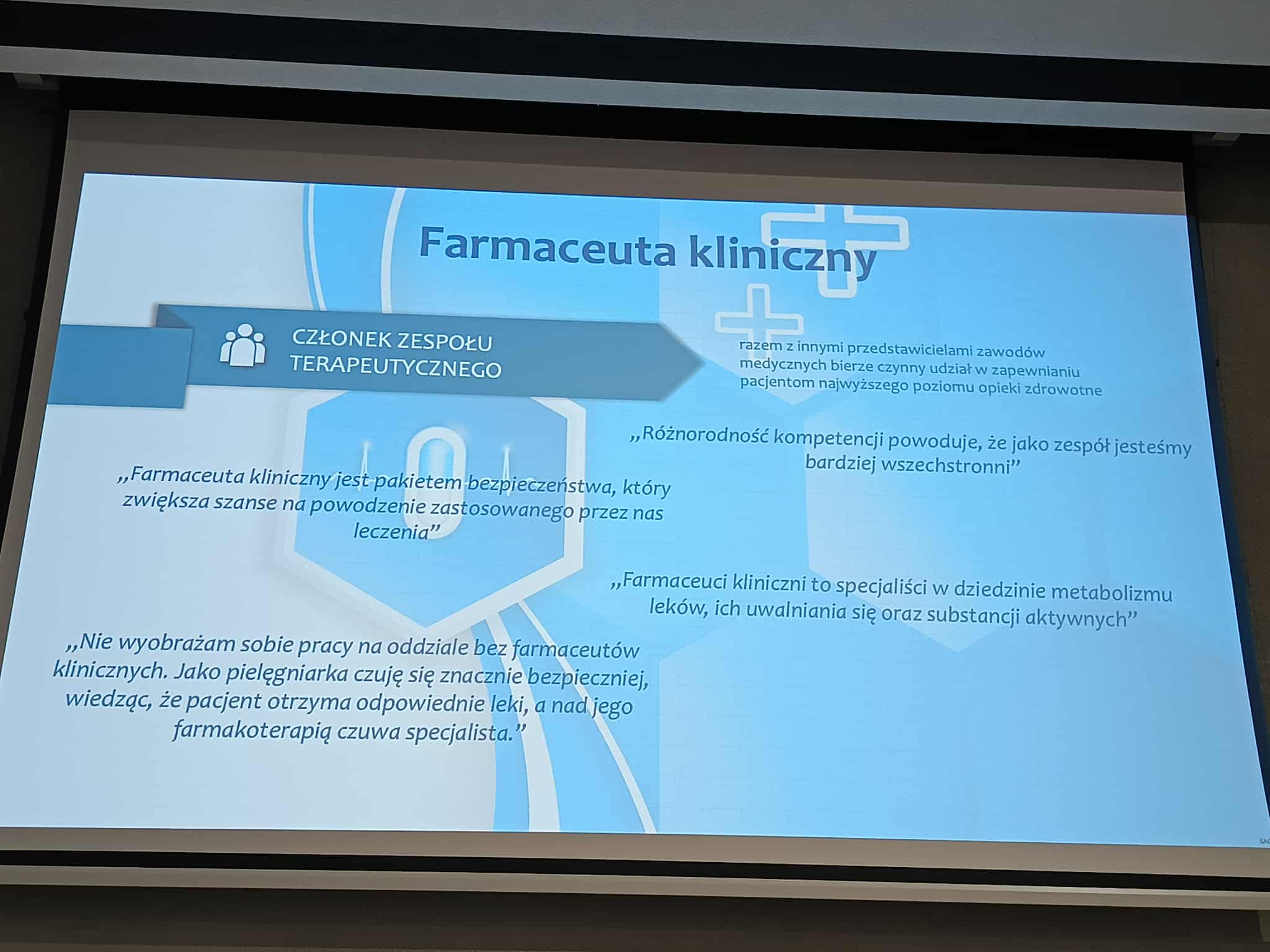 slajd z wykładu o kompetencjach farmaceuty klinicznego